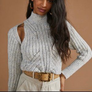 Anthropologie Gray Ribbed Sweater